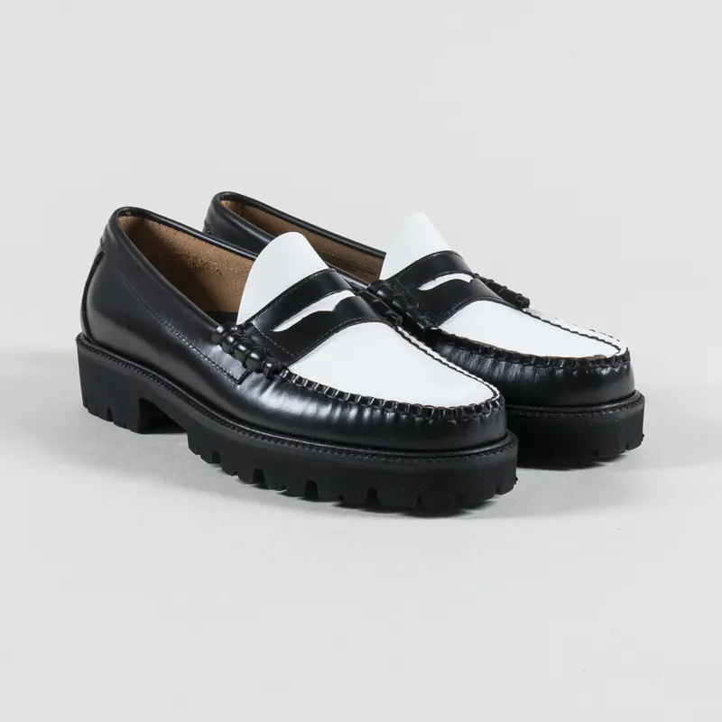 GH Bass Weejuns 90s Larson Penny Loafer Black White Leather