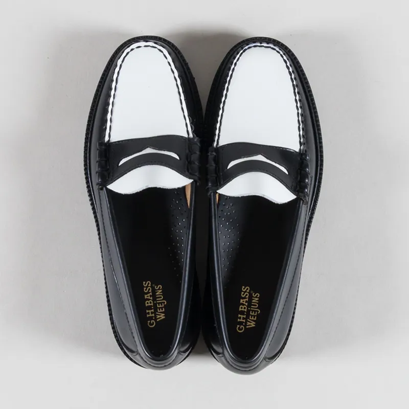 GH Bass Weejuns 90s Larson Penny Loafer Black White Leather-6