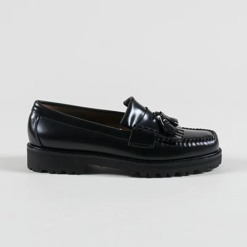 GH Bass Weejuns Layton II Kiltie Lug Loafers Black Leather-2