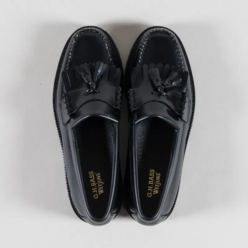 GH Bass Weejuns Layton II Kiltie Lug Loafers Black Leather-6