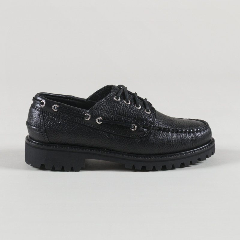 GH Bass Ranger Camp Moc Shoes Black Textured Leather-2