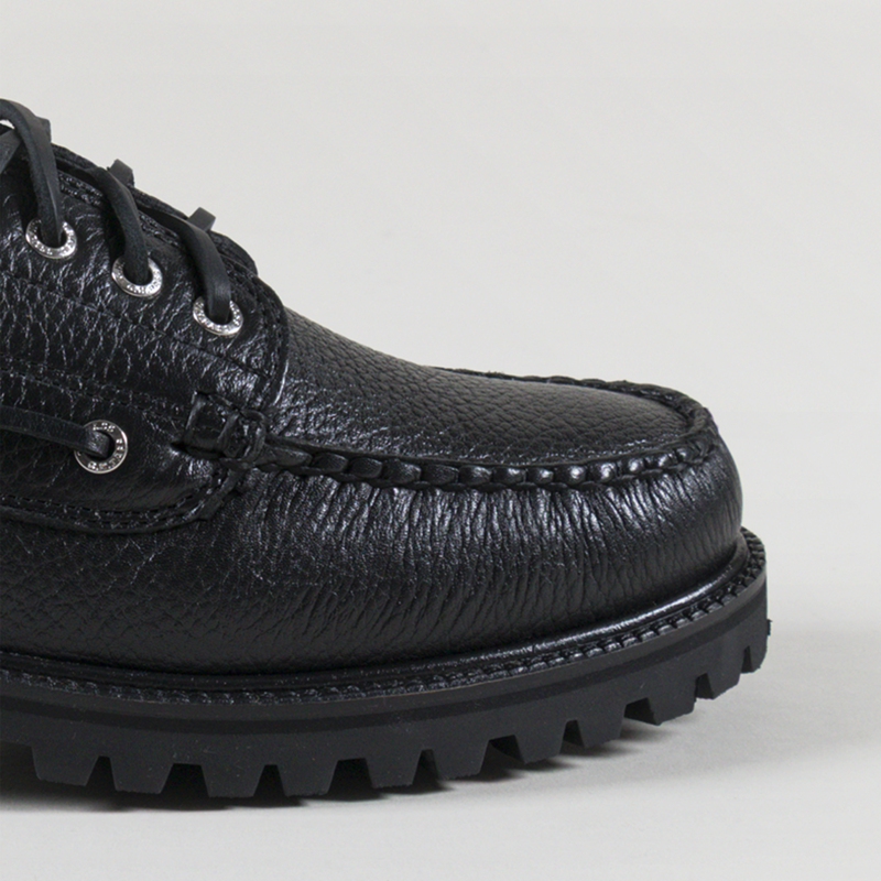 GH Bass Ranger Camp Moc Shoes Black Textured Leather-5
