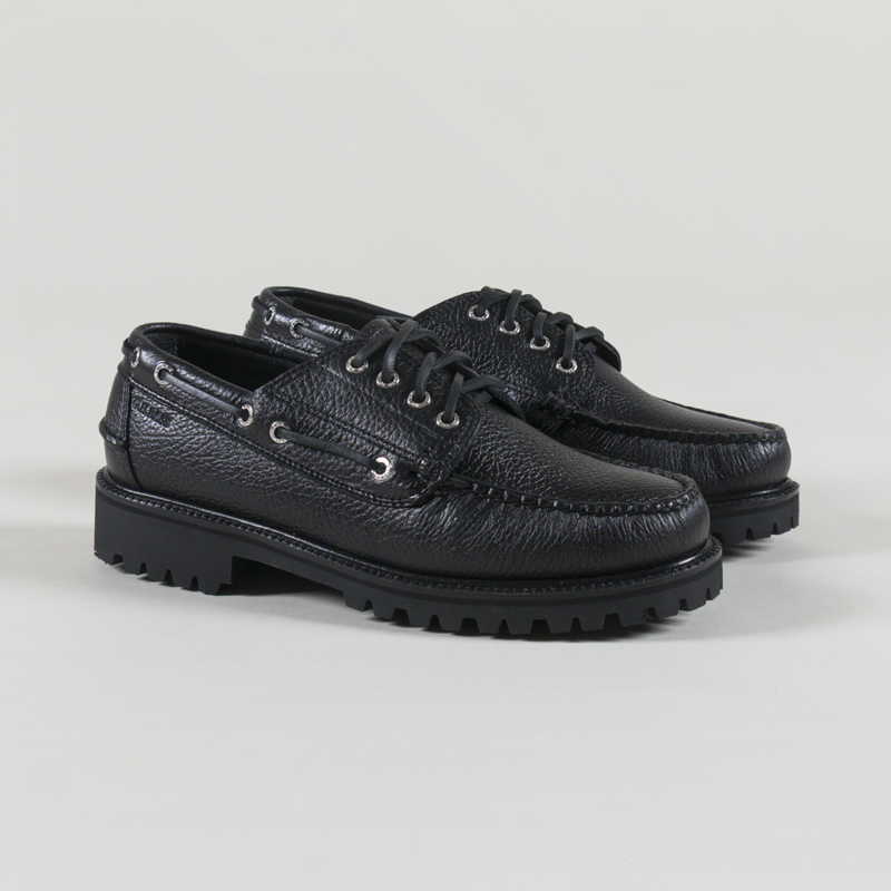 GH Bass Ranger Camp Moc Shoes Black Textured Leather
