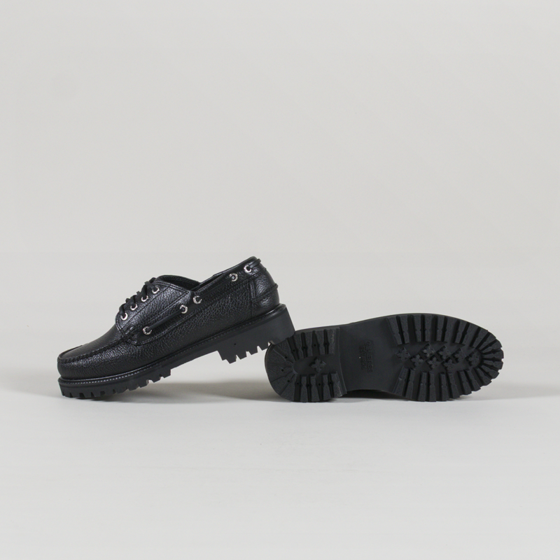 GH Bass Ranger Camp Moc Shoes Black Textured Leather-3