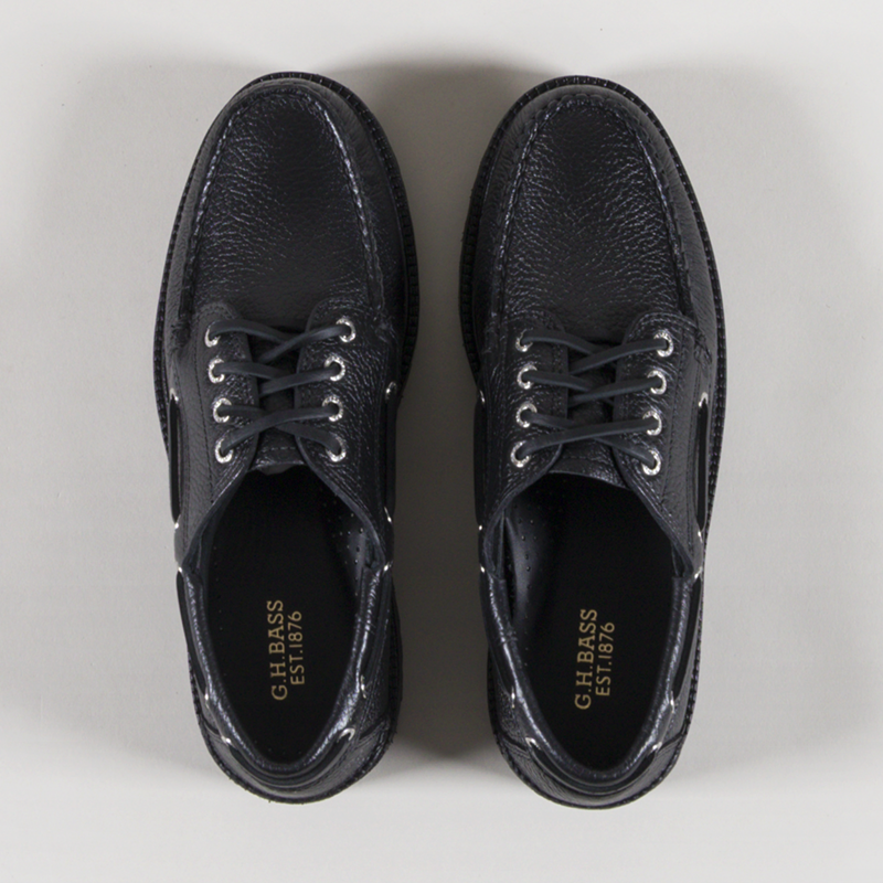 GH Bass Ranger Camp Moc Shoes Black Textured Leather-6
