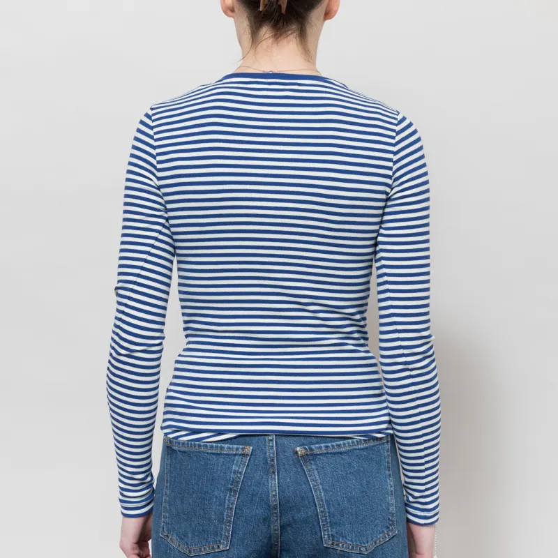 Basic Apparel Womens Ludmilla Long Sleeve T Shirt Sodalite Blue Whisper White-1