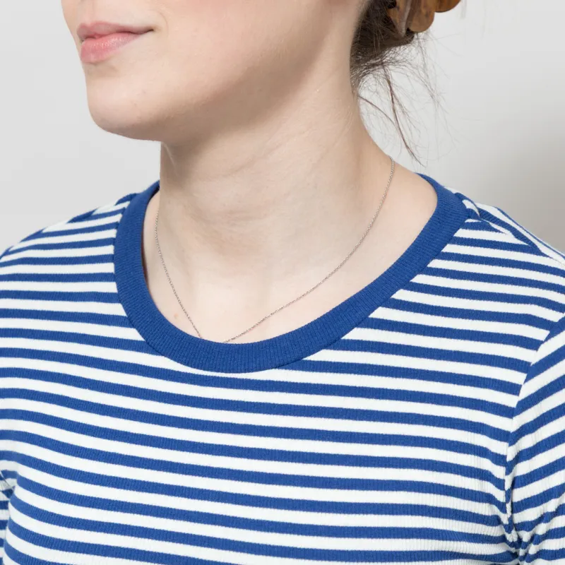 Basic Apparel Womens Ludmilla Long Sleeve T Shirt Sodalite Blue Whisper White-2