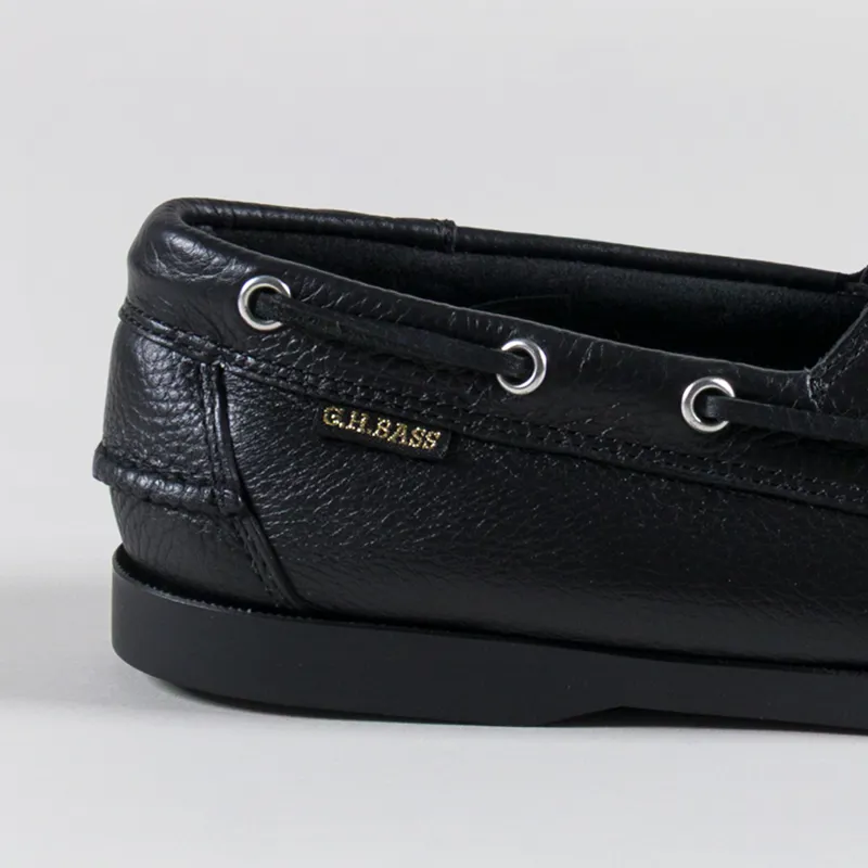 GH Bass Jetty II 2 Eye Boat Shoes Black Tumbled Leather-4