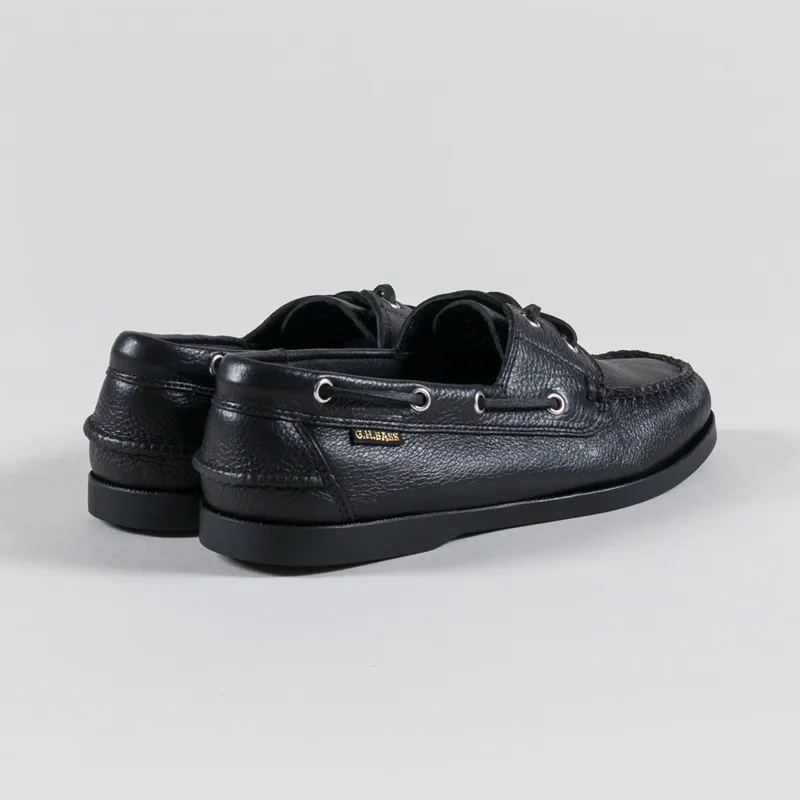 GH Bass Jetty II 2 Eye Boat Shoes Black Tumbled Leather-1