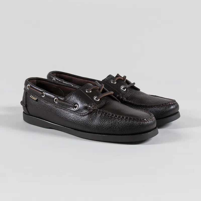 GH Bass Jetty II 2 Eye Boat Shoes Dark Brown Tumbled Leather