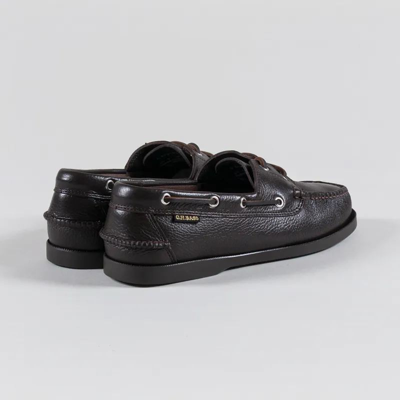 GH Bass Jetty II 2 Eye Boat Shoes Dark Brown Tumbled Leather-1