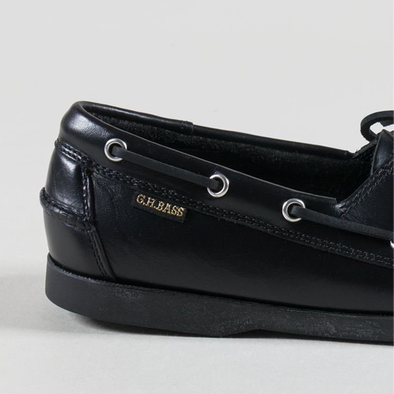 GH Bass Jetty II 2 Eye Boat Shoes Black Leather-4
