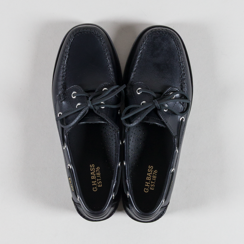GH Bass Jetty II 2 Eye Boat Shoes Black Leather-6