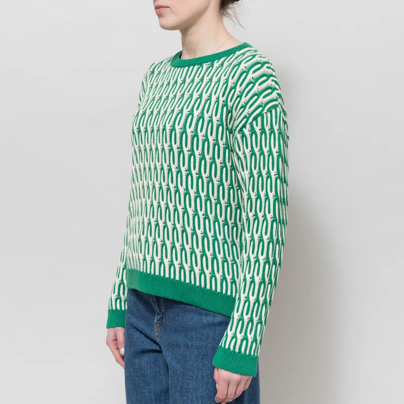 Basic Apparel Womens Minie Sweater Abundant Green Whisper White-1