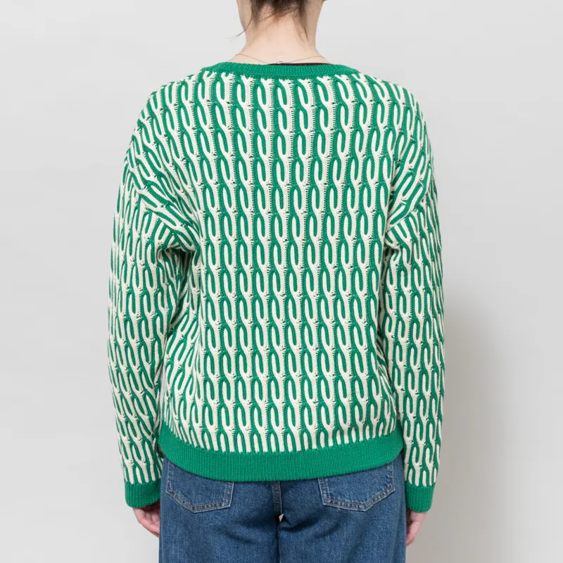 Basic Apparel Womens Minie Sweater Abundant Green Whisper White-2