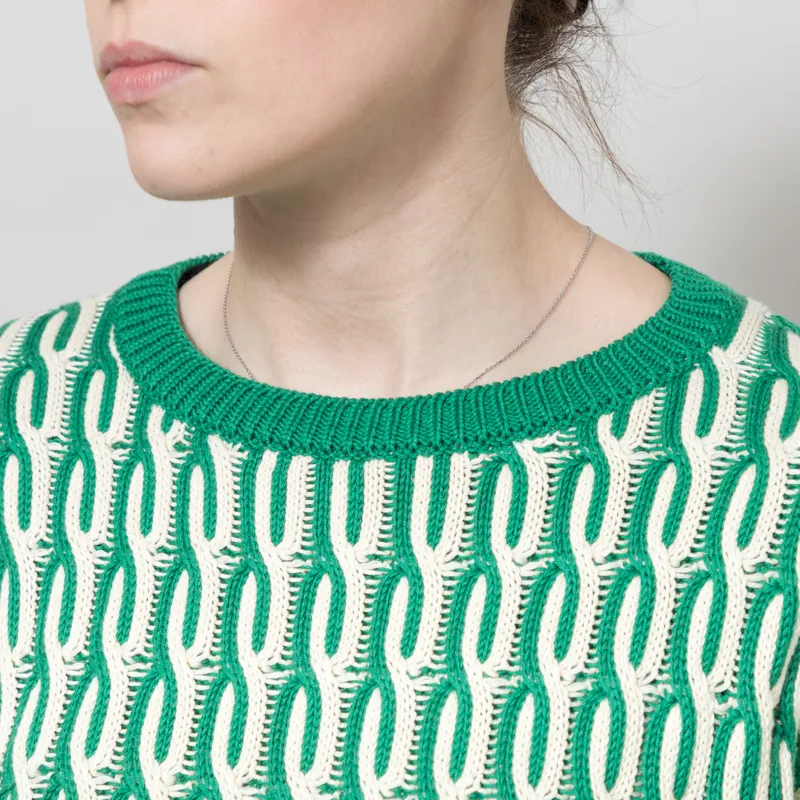 Basic Apparel Womens Minie Sweater Abundant Green Whisper White-3