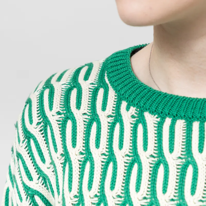 Basic Apparel Womens Minie Sweater Abundant Green Whisper White-4