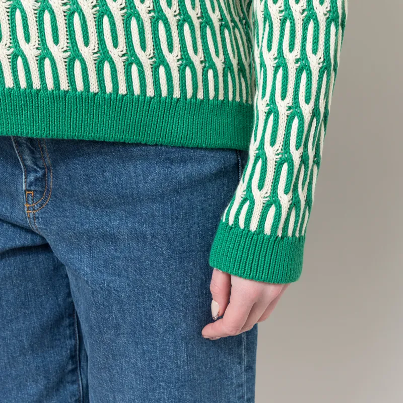 Basic Apparel Womens Minie Sweater Abundant Green Whisper White-5