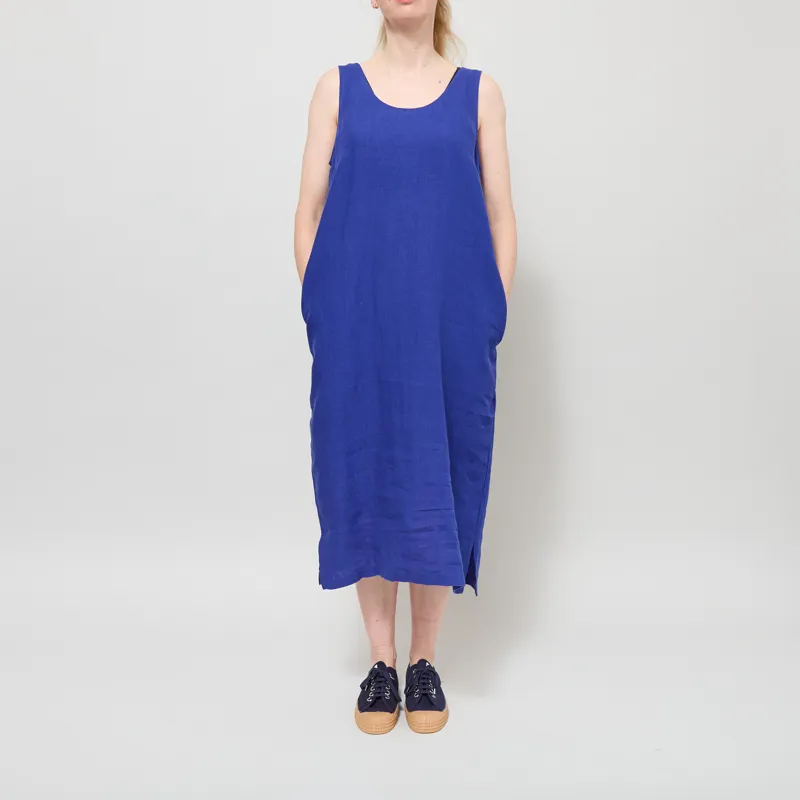 L.F. Markey Womens Basic Linen Shift Dress Cobalt-1