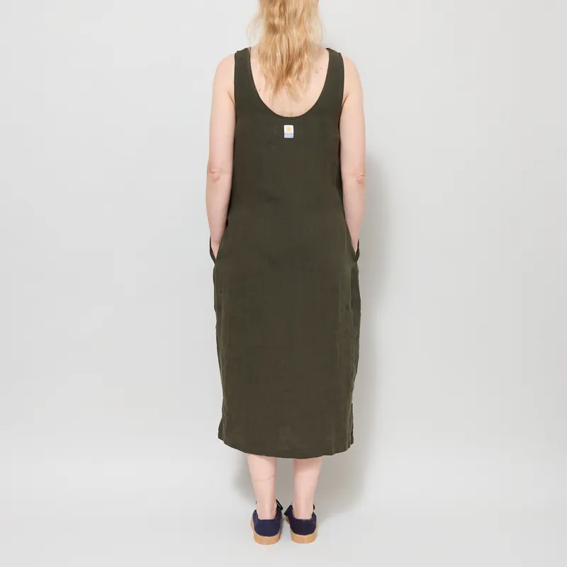 L.F. Markey Womens Basic Linen Shift Dress Dark Forest-3