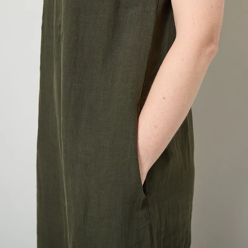 L.F. Markey Womens Basic Linen Shift Dress Dark Forest-5