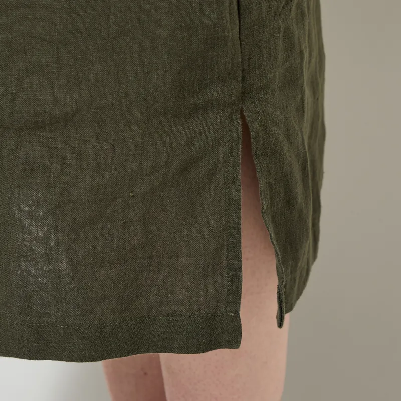 L.F. Markey Womens Basic Linen Shift Dress Dark Forest-7