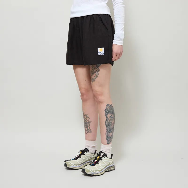 L.F. Markey Womens Basic Linen Shorts Black-1
