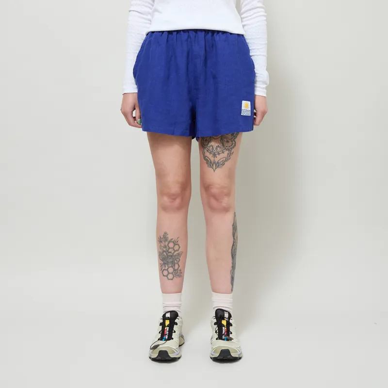 L.F. Markey Womens Basic Linen Shorts Cobalt