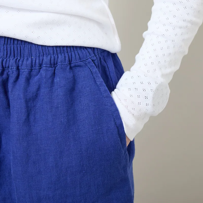 L.F. Markey Womens Basic Linen Shorts Cobalt-4