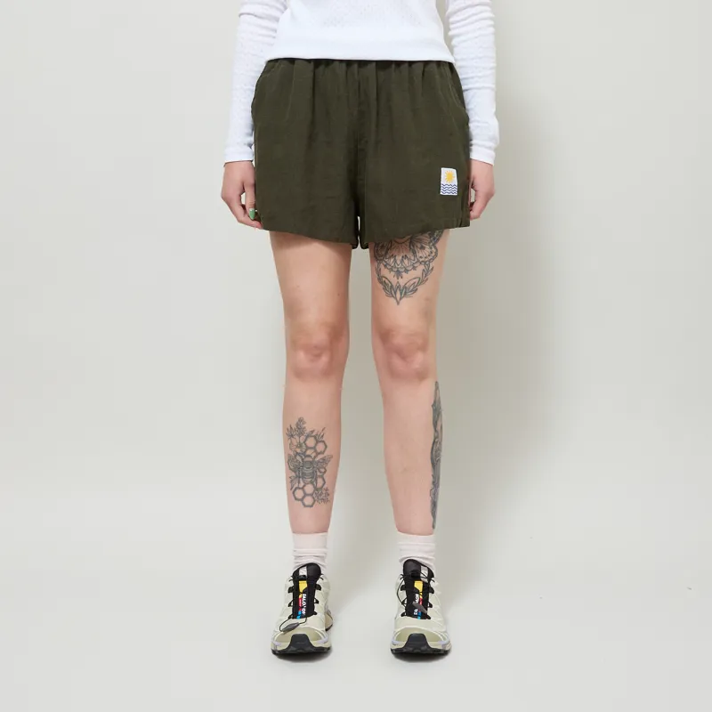 L.F. Markey Womens Basic Linen Shorts Dark Forest