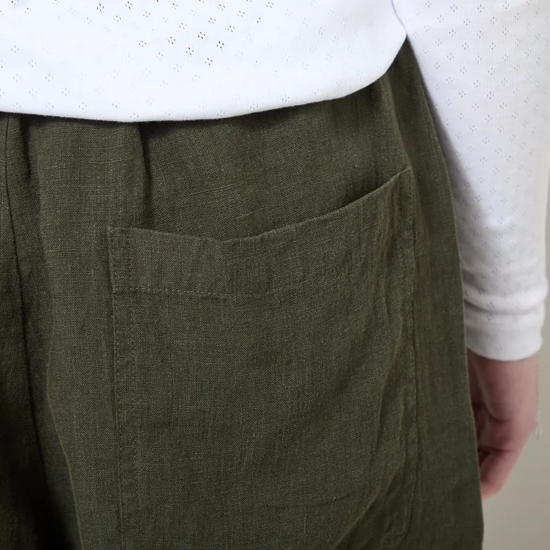 L.F. Markey Womens Basic Linen Shorts Dark Forest-7