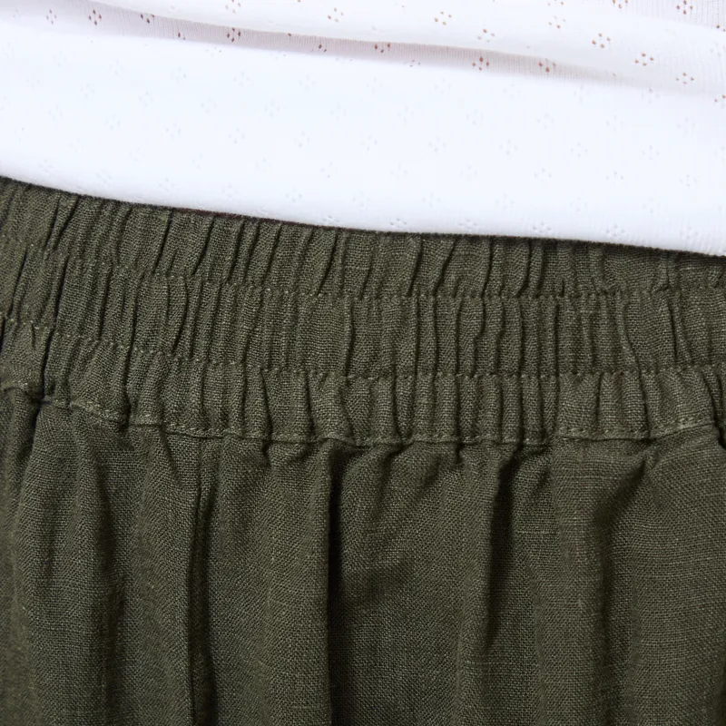 L.F. Markey Womens Basic Linen Shorts Dark Forest-3