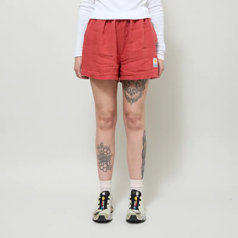L.F. Markey Womens Basic Linen Shorts Paprika