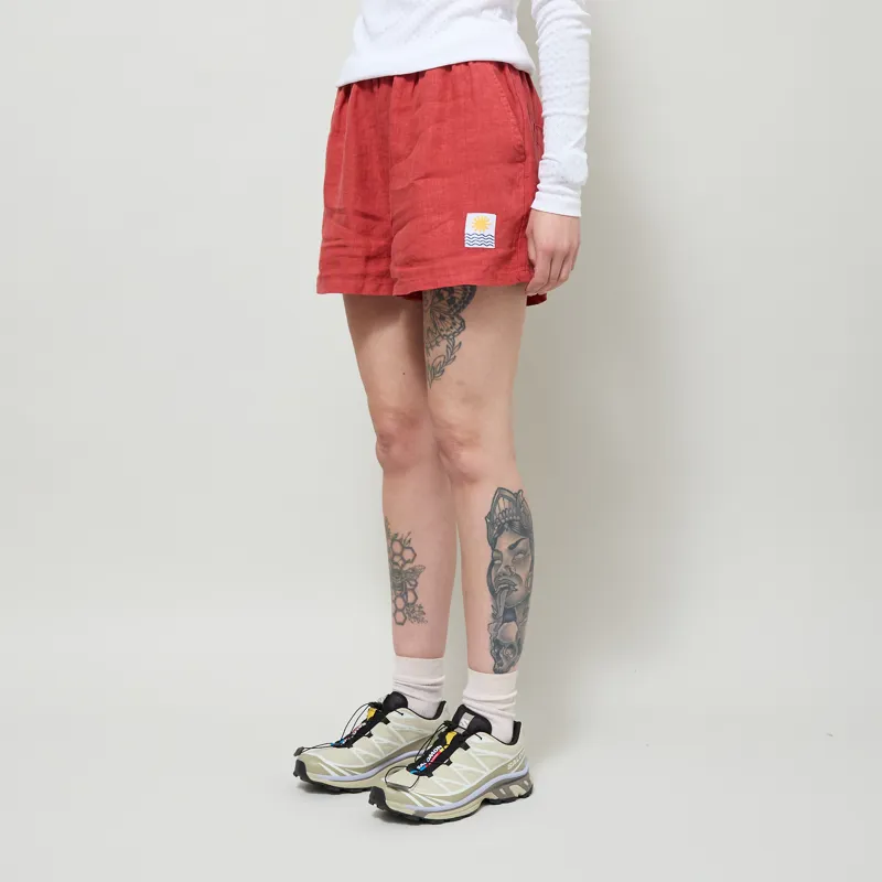 L.F. Markey Womens Basic Linen Shorts Paprika-1