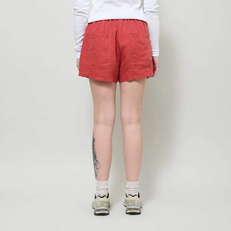 L.F. Markey Womens Basic Linen Shorts Paprika-2