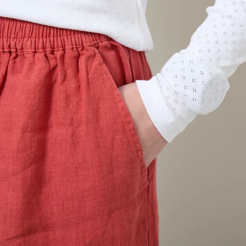 L.F. Markey Womens Basic Linen Shorts Paprika-4