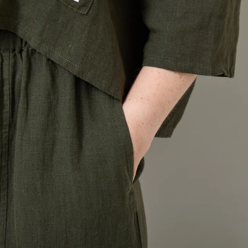 L.F. Markey Womens Basic Linen Trousers Dark Forest-4