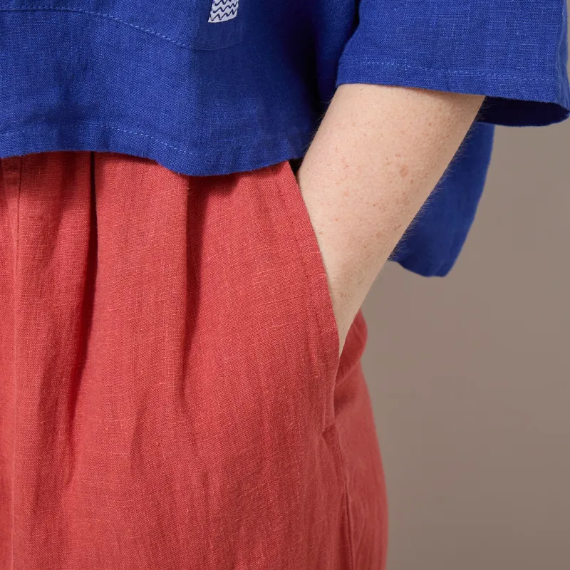 L.F. Markey Womens Basic Linen Trousers Paprika-5