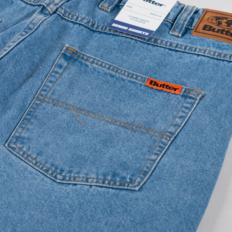 Butter Goods Baggy Denim Shorts Washed Indigo-4