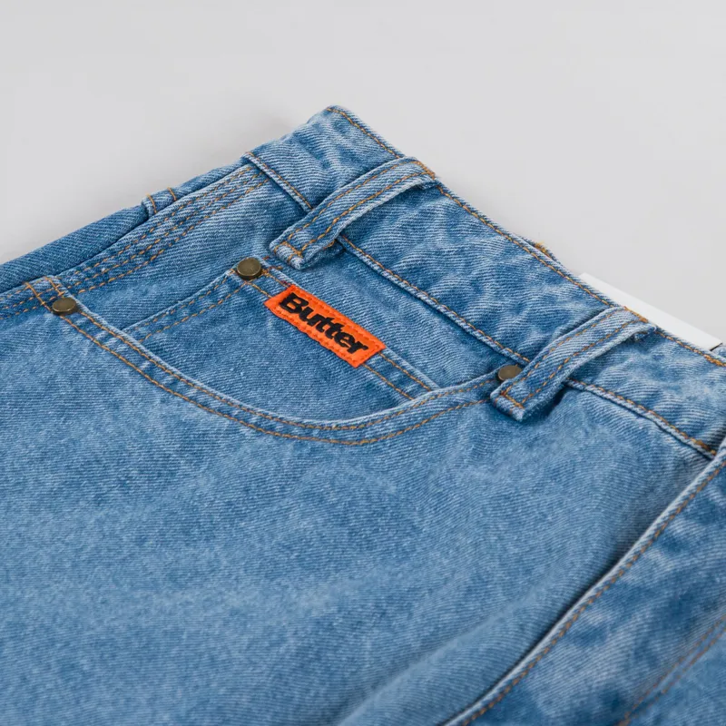 Butter Goods Baggy Denim Shorts Washed Indigo-6