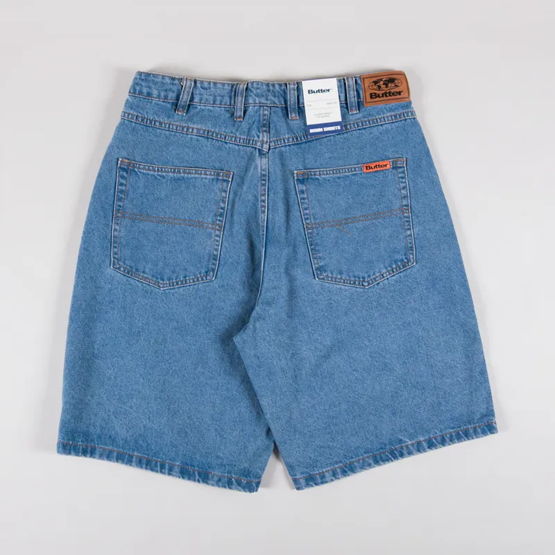 Butter Goods Baggy Denim Shorts Washed Indigo-1