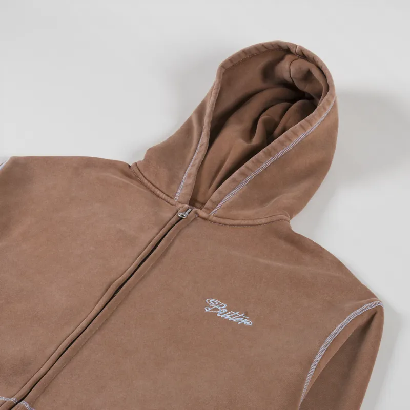 Butter Goods Jive Zip Thru Hood Washed Brown-2