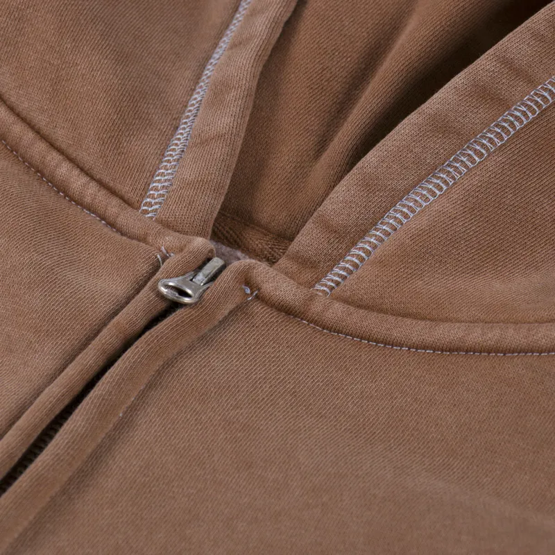Butter Goods Jive Zip Thru Hood Washed Brown-4