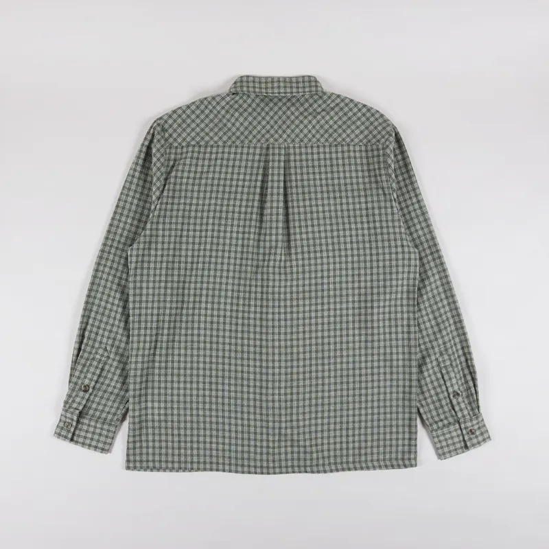 Butter Goods Mens Long Sleeve Plaid Ace Shirt Green White