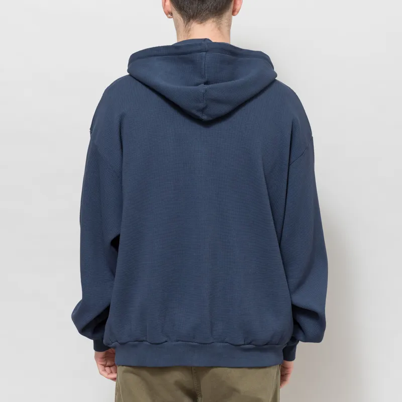 Butter Goods Waffle Zip-Thru Hood Navy Overdye-2