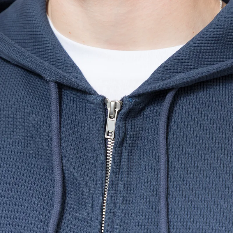 Butter Goods Waffle Zip-Thru Hood Navy Overdye-4