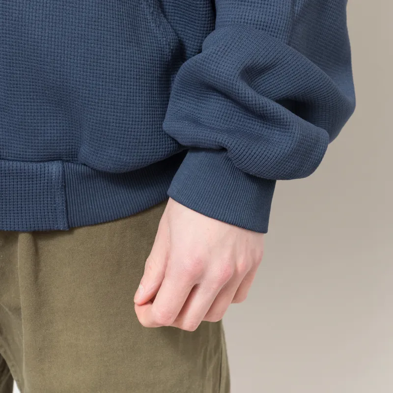 Butter Goods Waffle Zip-Thru Hood Navy Overdye-5