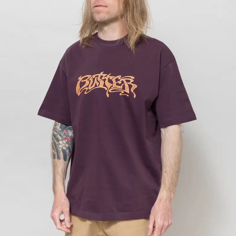 Butter Goods Drummer T Shirt Eggplant-1