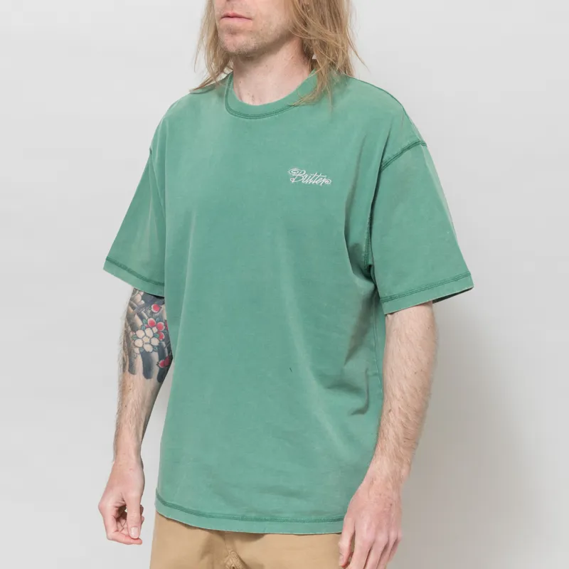 Butter Goods Jive Overlock Stitch T Shirt Distressed Jade-1