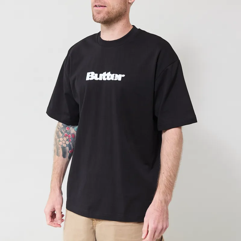Butter Goods Stencil Logo T Shirt Black-1